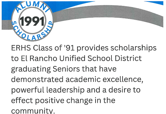 Apply Now: Alumni ’91 Scholarship for ERUSD Graduating Seniors